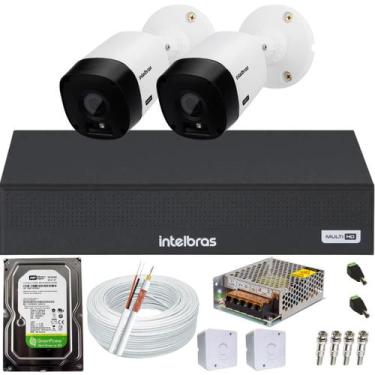 Imagem de Kit 2 Câmeras Intelbras segurança monitoramento completo