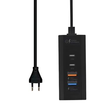 Imagem de Carregador Hub 4 Entradas USB USB-C Fonte Carregamento