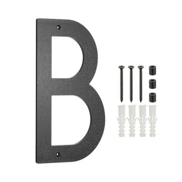 Imagem de PATIKIL Números de casa de 30,5 cm para fora, letra B, textura de plástico ABS, número de casa flutuante, caixa de correio, números de porta com kit de unhas para rua residencial externa, preto