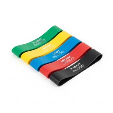 Imagem de Kit 5 Mini Bands Elásticas para Treino Funcional, Alongamento, Glúteos, Reabilitação e Exercícios em Casa