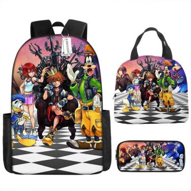 Imagem de Conjunto de mochilas Kingdoms Hearts Anime, 3 peças para mochila escolar infantil