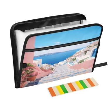 Imagem de Wassud Escadas para o mar Acordeão Organizador de Arquivos Letra A4 Pasta de Arquivo de Papel Organizador de Documentos com Etiquetas Pasta de Arquivo Expansível 13 Bolsos