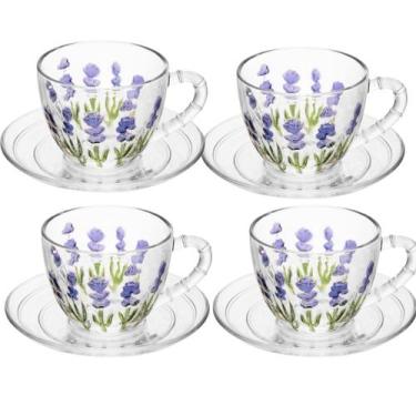 Imagem de Conjunto Xícaras Café Pires 80ml Lavanda Mesa Posta Charmosa - LYOR