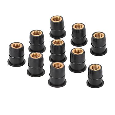 Imagem de Generic Porca de Borracha para Motocicleta, 10 Peças, Vedação à Prova D'água para Corpo do Para-, M6x0.8mm, Latão Cativo Preto, para Pilotos de Atv