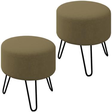 Imagem de Kit 2 Puff Puf Para Sala Pes Metal Small Veludo Sl 945 Peer Sl 945