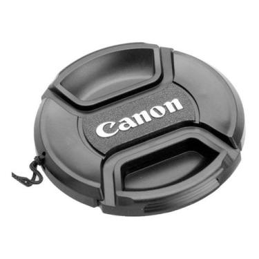 Imagem de Tampa Frontal P/ Lente Câmeras Fotográficas C/ Logo Canon Proteja sua 