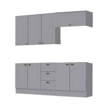 Imagem de Cozinha Modulada Cooktop 4 Peças 8 Portas 3 Gavetas Com Tampo Henn Ame