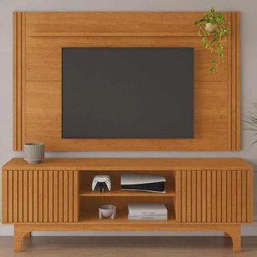 Imagem de Rack com Painel até 70 Polegadas 177cmx200cm com Ripado Trunfo Candian