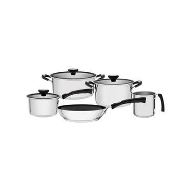 Imagem de Jogo de Panelas Tramontina Solar Silicone em Aço Inox com Fundo Triplo 5 Peças