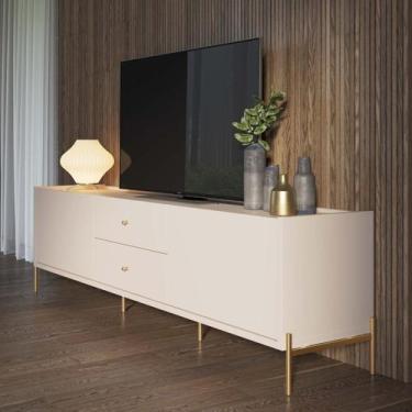 Imagem de Rack para TV até 75 Polegadas MDF 182,5cm Carbono e Pintura Metalizada