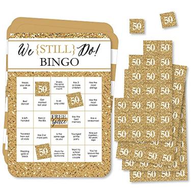 Imagem de Big Dot of Happiness We Still Do – 50º aniversário de casamento – Find the Guest Bingo Cards and Markers – Jogo de Bingo para Festa de Aniversário – Conjunto com 18