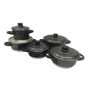 Imagem de Jogo De Panelas Caçarola 5 Peças Em Alumínio Preto Grafite