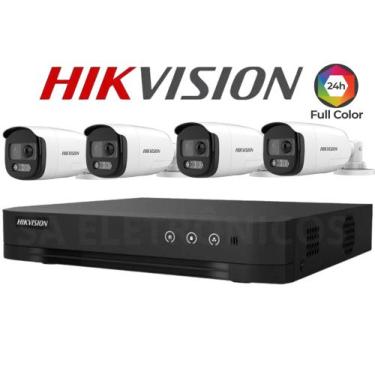 Imagem de Kit Câmeras Hikvision Full Hd 1080P Com 4 Câmeras Bullet Colorvu Infra