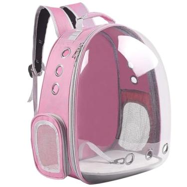 Imagem de Bolsa De Transporte Ventilado Conveniente Para Passeios Acrílico Visão Panorâmica Mochila Pet Cachorro Gato Cão Rosa