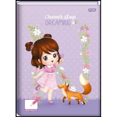 Imagem de Kit de Caderno, Brochura Universitário, Capa Dura, Sem Pauta, Nina, 80 Folhas, Jandaia, Pacote com 5 Unidades