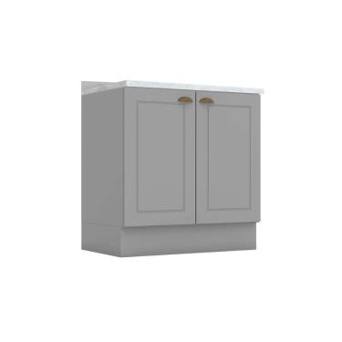 Imagem de Módulo Cozinha Henn Americana Balcão c/ Tampo c/ 2 Portas 80cm Cinza-Henn