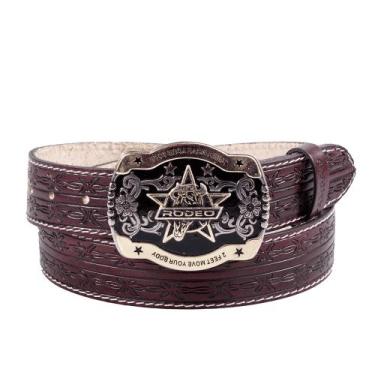 Imagem de Cinto Country Masculino Estampado Couro Fivela Rodeo - Pampas Country,