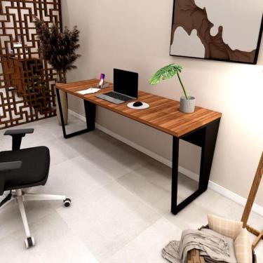 Imagem de Mesa Escrivaninha 1,80m x 0,60m Pés Metal 100% MDF F5 - F5 Office, Nog