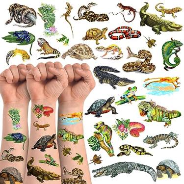 Imagem de ANTING Tatuagens Temporárias De Répteis, 16 Folhas, 100 Peças, Adesivos Com Tema De Répteis, Decoração De Festa, Lembrancinhas Para Crianças E Adultos