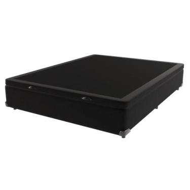 Imagem de Base Box Com Baú Bege Viúvo 128cm De Madeira Kazamix Cor:preto - Kaza 