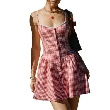 Imagem de Vestido SOLILOQUY Gingham Minivestido Fairy Grunge xadrez vermelho