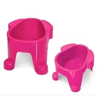 Imagem de Comedouro Bebedouro Elevado para Cães – Pequeno 300ml e Grande 1000ml, Postura Correta e Conforto(Rosa,Unidade 300 ML)