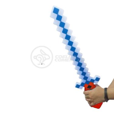 Imagem de Kit Brinquedo Espada Pixel Minecraft 58cm C/Som Luz+3 Pilhas