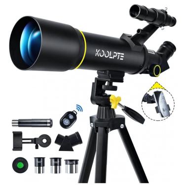 Imagem de Telescópio Astronômico 20x200 com Adaptador de Celular, Controle Remoto, Tripé e Bolsa para Transporte, Koolpte 40070, Preto