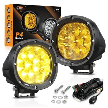 Imagem de Farol LED Ambar Auxiliar para Carros 4X4, 40W 8000LM, 12V, 2 Peças, AUXBEAM, Preto