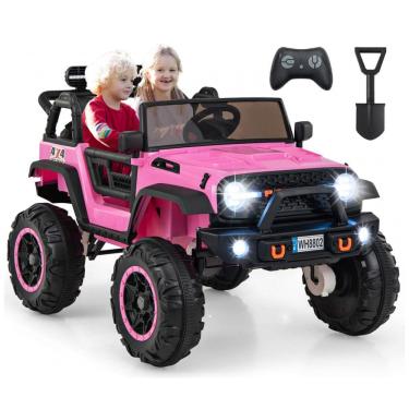 Imagem de Carro Elétrico Infantil 2 Lugares OLAKIDS Rosa 24V 2WD/4WD Jeep 4x550W Controle Remoto LED Suspensão Música 20" Assento Duplo