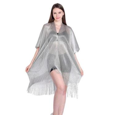 Imagem de Saída de Praia com Franjas Metálico Nova Moda Para o Verão - anjo da m