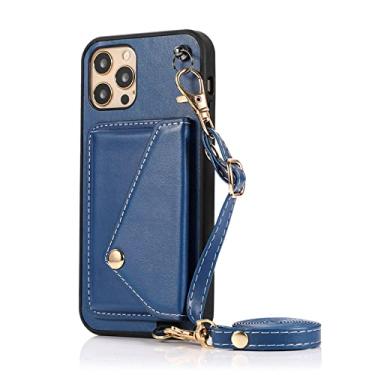 Imagem de Capa de suporte de cartão de carteira de silicone para iPhone 13 11 12 Pro Max 7 8 Plus X XS XR SE 2020 Cordão, Azul, para iPhone 7Plus/8Plus