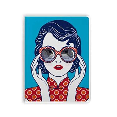 Imagem de Caderno de óculos de mulher azul da cultura chinesa capa de goma diário capa macia