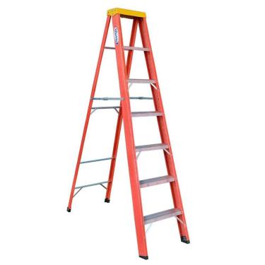 Imagem de Escada em Fibra Tesoura 6 Degraus 2,10m com Patamar Simples WBertolo