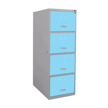 Imagem de Arquivo De Aço 4 Gavetas P/ Pasta Suspensa C/ Chave Azul Claro