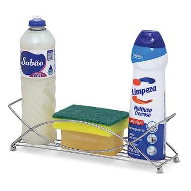 Imagem de Porta Detergente Esponja Bucha Sabão Organizador Pia Cozinha Suporte Cromado