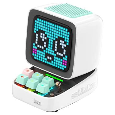 Imagem de Divoom Alto-falante Bluetooth portátil para jogos Pixel Art da Ditoo com painel frontal de LED 16 x 16 controlado por aplicativo, também um alarme inteligente (branco)
