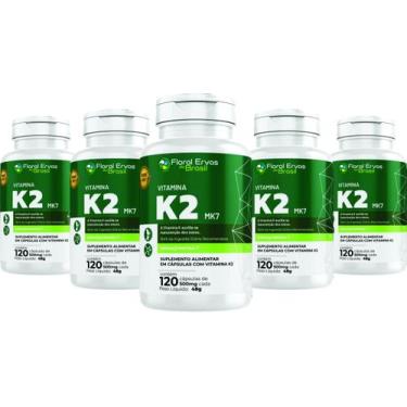 Imagem de Vitamina K2 Mk7 600 Cápsulas  Menaquinona 7  5X 120 Caps 500Mg - Flora