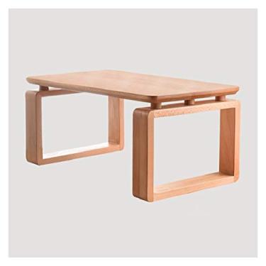 Imagem de Mesa lateral para casa mesa de centro de madeira moderna mesa de canto minimalista mesa lateral japonesa mesa baixa para sala de estar, mesa de centro de varanda para sala de estar (cor: cor de madeira de madeira, tamanho: 23,6 polegadas W)