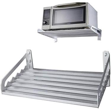 Imagem de Suporte De Prateleira De Cozinha Montado Na Parede, Rack De Armazenamento Industrial Resistente, Para Forno De Microondas/prateleiras De Especiarias,Branco,60×40cm(23,6 Polegadas),Serene16