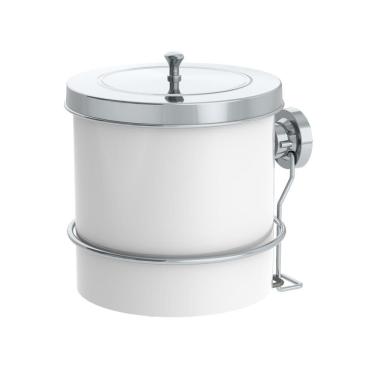 Imagem de Lixeira 5L Tampa Redonda Com Suporte Ventosa Cesto De Lixo Branco Cromado - 4035BCC Future