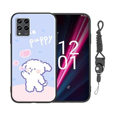 Imagem de Capa para telefone T-Mobile 6X Pro/Revvl 6 Pro 5G, para T-Mobile T Phone Pro 5G (6,8 polegadas), capa divertida com desenho de cachorro fofo estilo animal com alça fina amortecedora à prova de choque