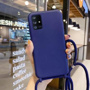 Imagem de Capa de telefone com cabo crossbody para Samsung A21S A12 A32 A41 A51 A71 S21 S20 S8 S9 S10 Plus Note 20 Ultra Lanyard Alça de capa de silicone, preta, para Note 20