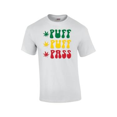 Imagem de Camiseta unissex com estampa 3D Puff Puff Puff Pass Marijuana Hemp THC Stavia Smoke Pot 420, Branco, G