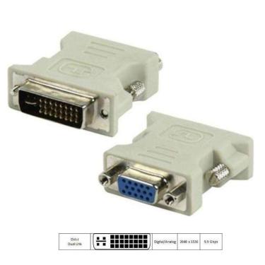 Imagem de Adaptador Dvi-i Dual Link 24+5 Pinos Macho Para Vga Fêmea