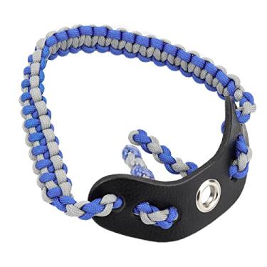 Imagem de SUNYA Alça de pulso com arco de tiro, alça de paracord 550 confortável na mão. Pala de couro 100% flor integral, várias cores camufladas. Ajuste estabilizador de arco composto e recurvo. (Halo 47)
