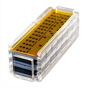 Imagem de Deluxe Double Six Dominoes Set for Adults, Dominoes Double 6 Set in Acrylic Box with Color Lid, Dominos Set with Professional Jumbo Tile with Spinner Dominoes Game, Made in USA (Yellow)