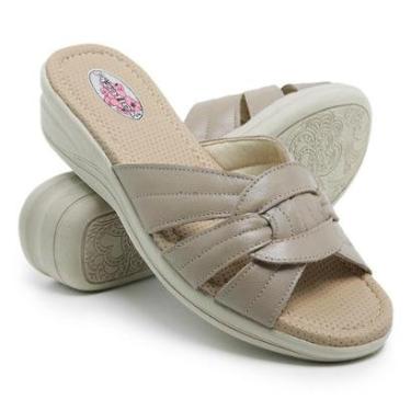 Imagem de Sandália Feminina Ortopédica De Couro Tamanco Rasteirinha-Feminino