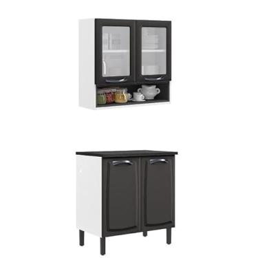 Imagem de Paneleiro Itatiaia em Aço Grafite 4 Portas 2 Vidros 1 Nicho New Premium