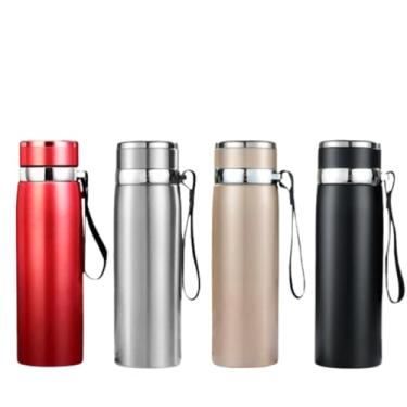 Imagem de Garrafa Térmica Aço Inox 1L Água Gelada Quente C/Vedação Academia Trilha Passeio (Bege)